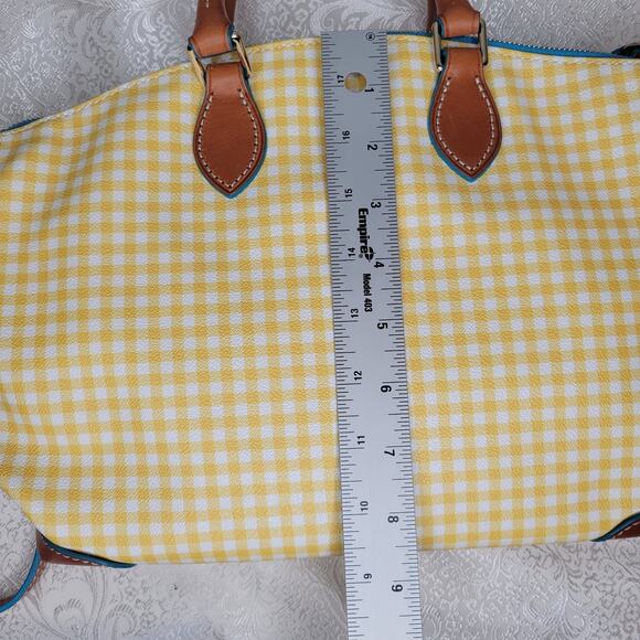 Dooney & Bourke medium handbag yellow gingham checked spring preppy fun satchel - Picture 13 of 16